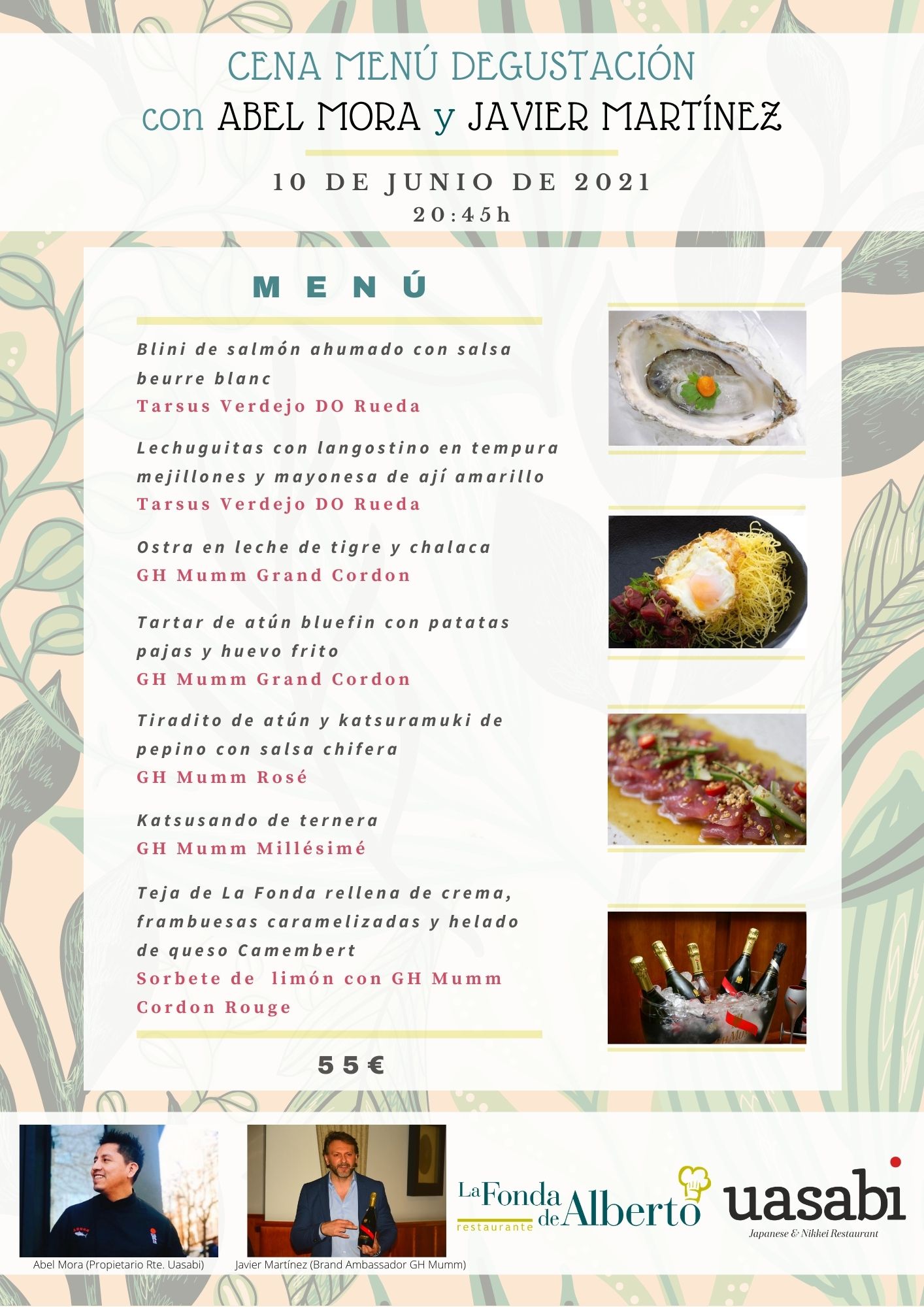 Cena Menú Degustación con Abel Mora y Javier Martínez