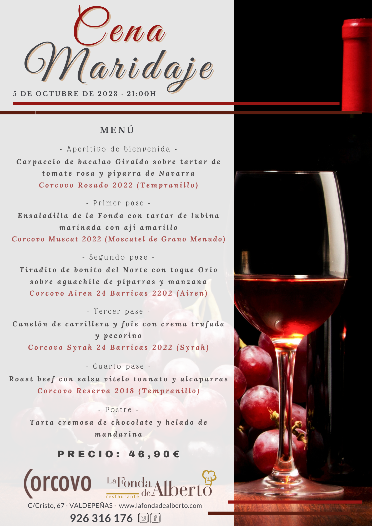 Cena Maridaje Corcovo