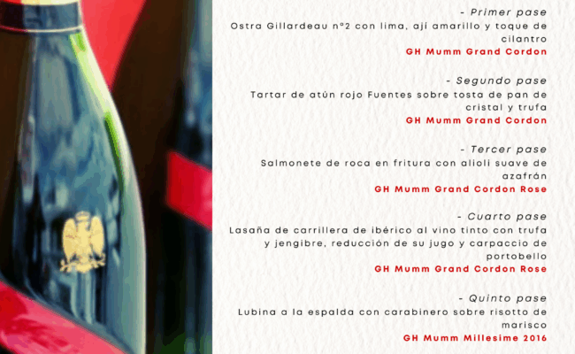 Cena Maridaje con G.H.Mumm