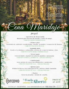 Cena Maridaje Caza y Setas 2025 en La Fonda de Alberto · Valdepeñas