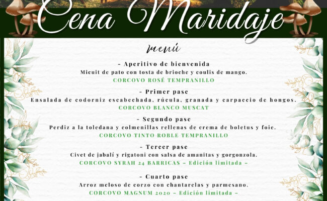 Cena Maridaje Caza y Setas 2025 en La Fonda de Alberto · Valdepeñas